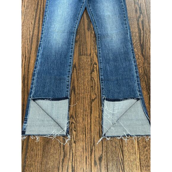 PISTOLA Jeans Womens Sz 27 Blue Denim Mid Rise Straight Leg Side Split Raw Hem - Picture 2 of 8